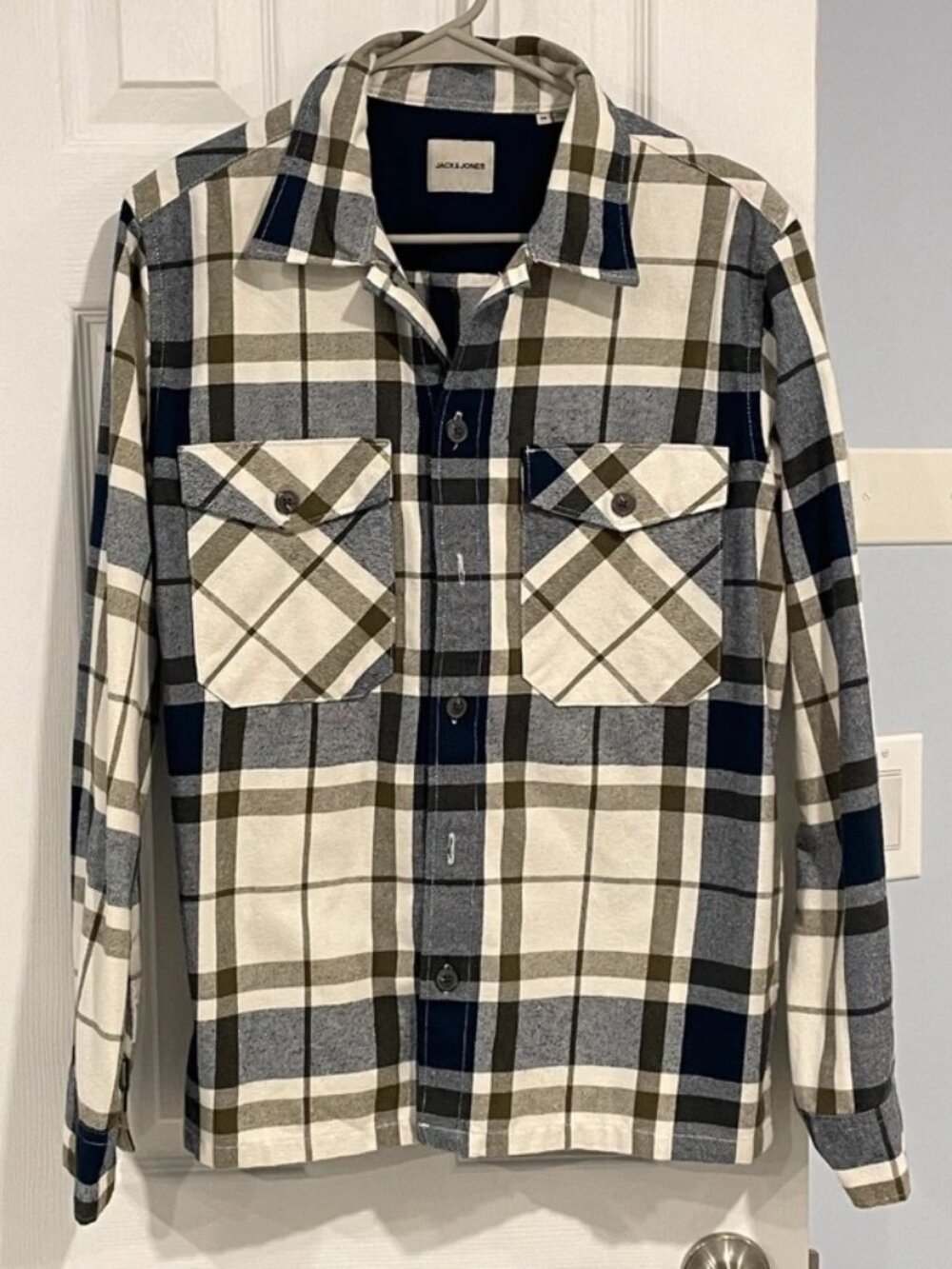 Jack & Jones Men’s Plaid Flannel Button Up Overshirt M
